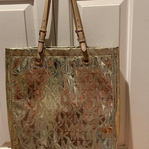 Michael Kors Gold Meallic Monogram Bag